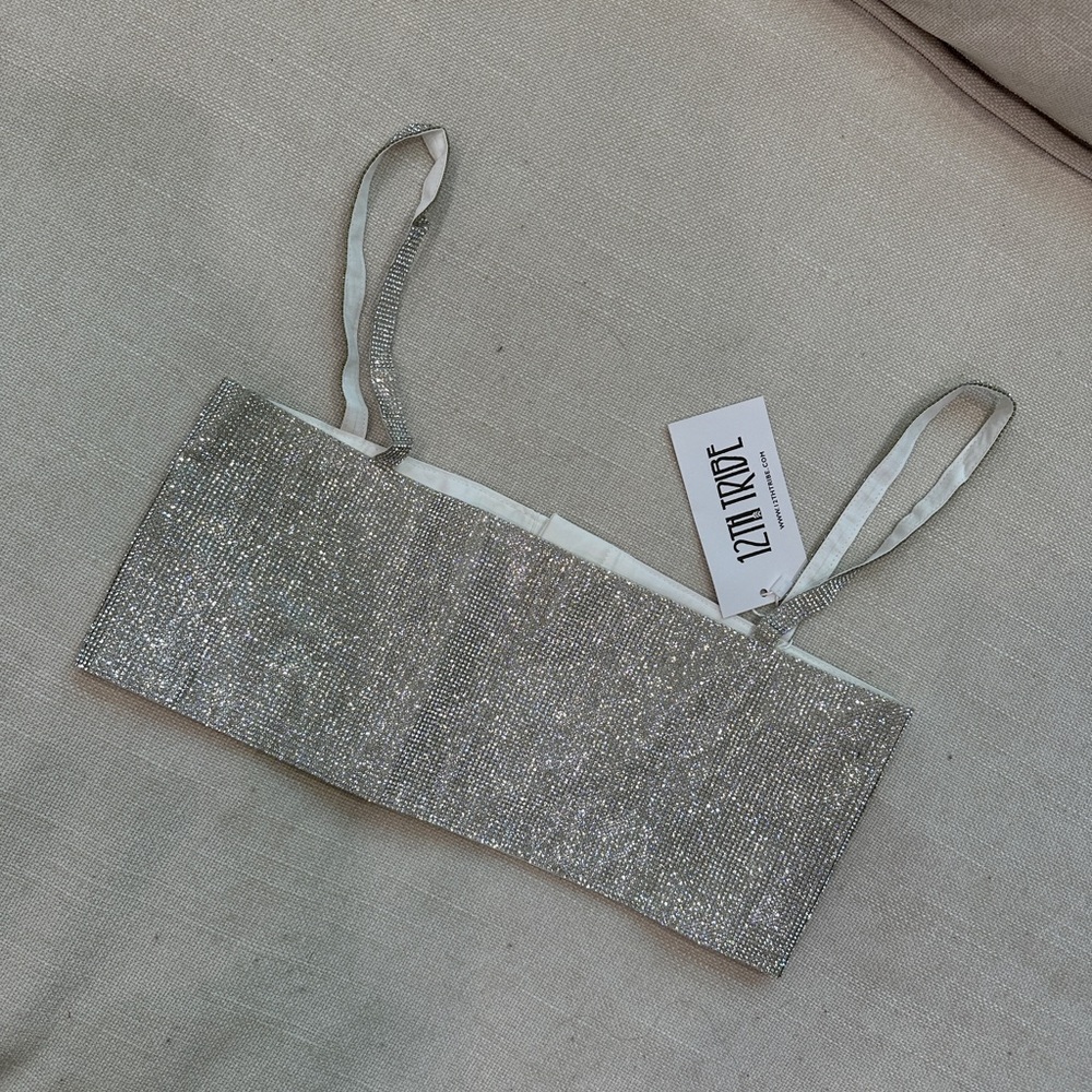 Sparkly bandeau top with straps